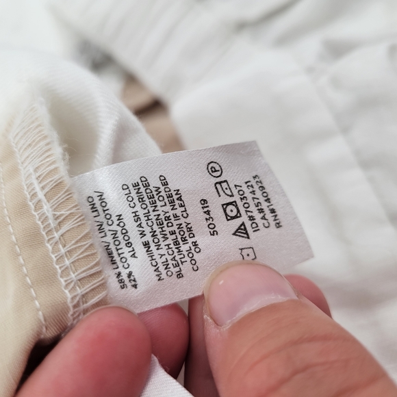 Loft linen blend white pants with belt S - Picture 5 of 5